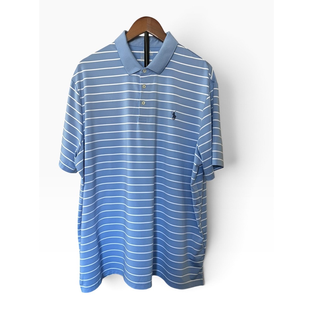 Polo Ralph Lauren Performance Golf Polo XXL Blue Striped Classic Fit Golfcore